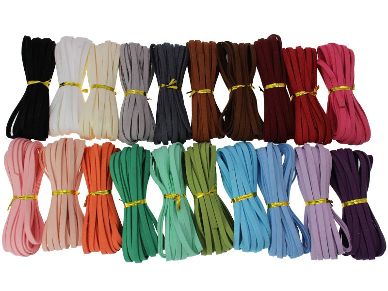 PAMIR TONG Faux Suede Leather Cord String for Jewerly Making 5mm 100 Yards Assorted Color Bracelet String Flat Thin Leather Lace Thread for Necklace-Chocker & DIY Projects - Image 1